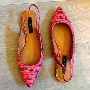 Fun hot pink flats with open back with strap